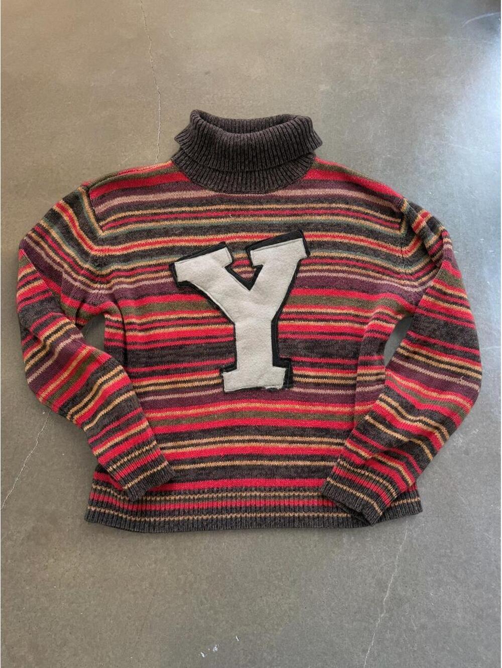 Y2K Anne Casual Corner Striped Varsity Y Turtleneck Sweater | Women’s M